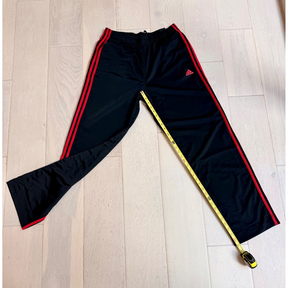 Adidas Mens Track Pants Black Red 3-Stripe Straight Leg Regular Fit Size LT NEW - Picture 5 of 5